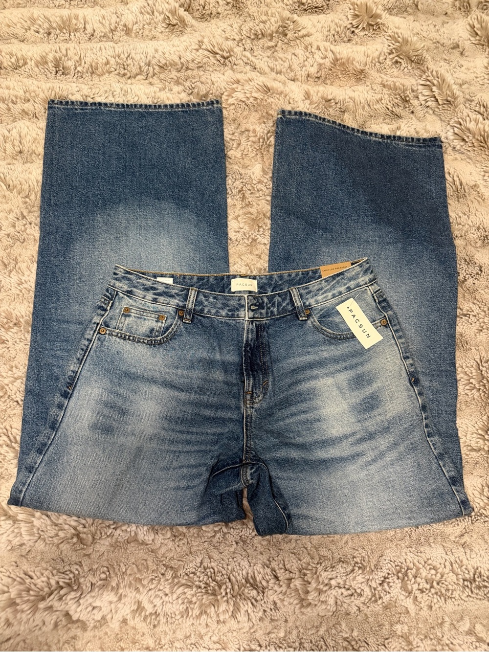 PacSun Baggy Wide Leg Jeans in Medium Blue Wash